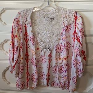 Bright color ful over shirt Sz med